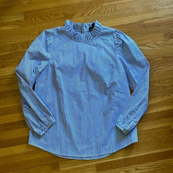J.Crew Long-sleeve ruffleneck top - stripe - Picture 2 of 6